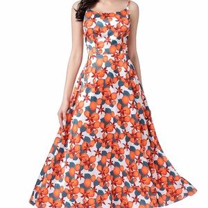 Spaghetti Strap Back Tie Side Slit Dress